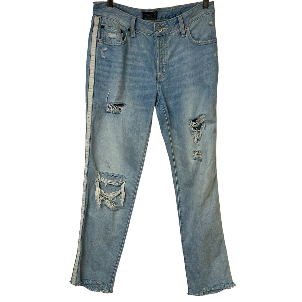 Abercrombie & Fitch Jeans 4R 27 Blue Ames Low Rise Slim BF Distressed Frayed